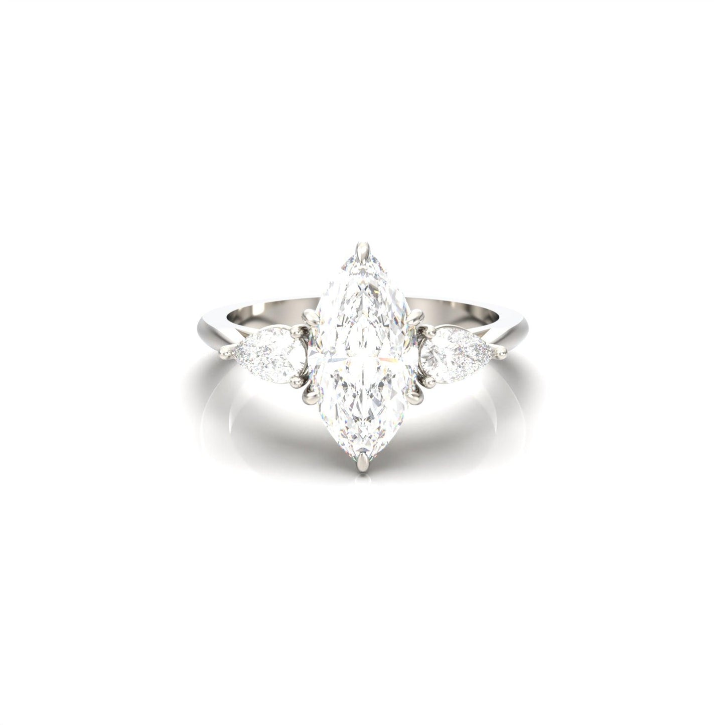 Marquise With Accent Stones Moissanite Engagement Ring - moissaniteengagementrings