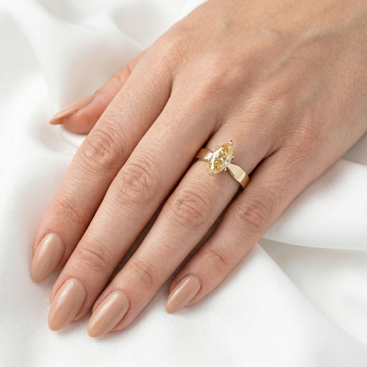 Marquise Yellow Gold Moissanite Engagement Ring