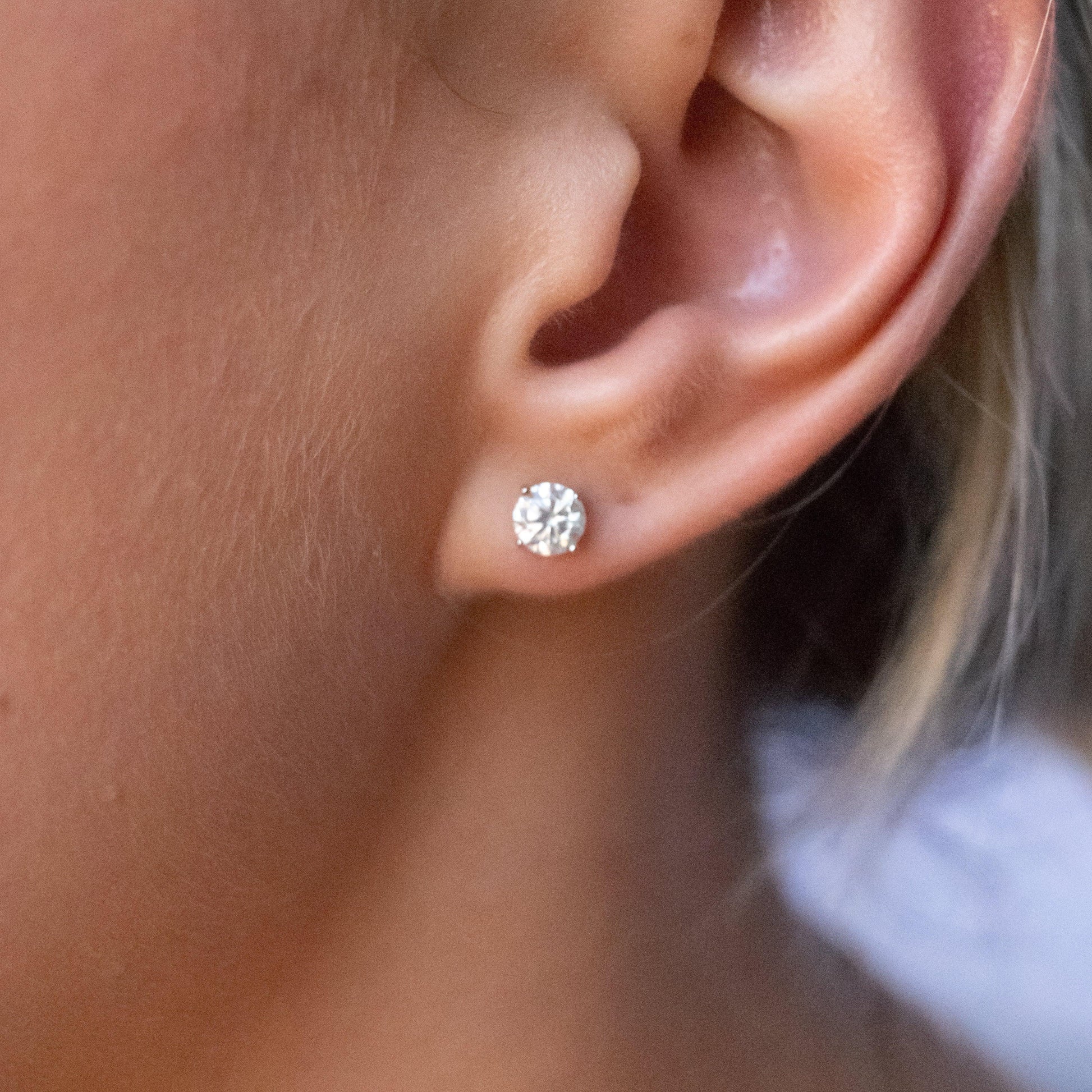 Moissanite Earrings .5 Carat Pair (1ct Total) - Ready To Ship - Moissanite Engagement Rings