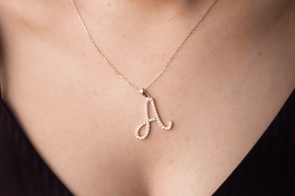 Moissanite Lettered Necklace - Moissanite Engagement Rings