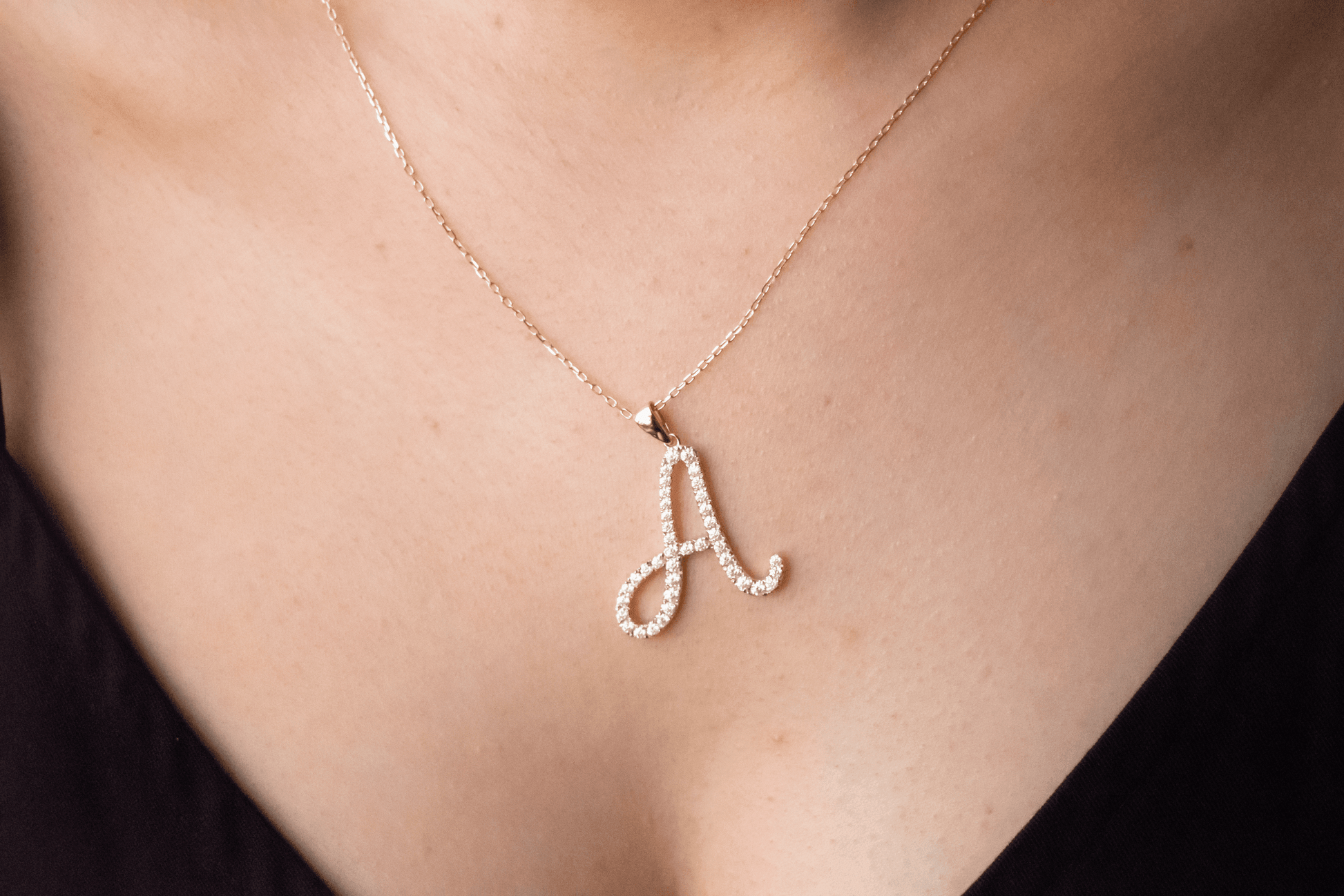 Moissanite Lettered Necklace - Ready To Buy - Moissanite Engagement Rings