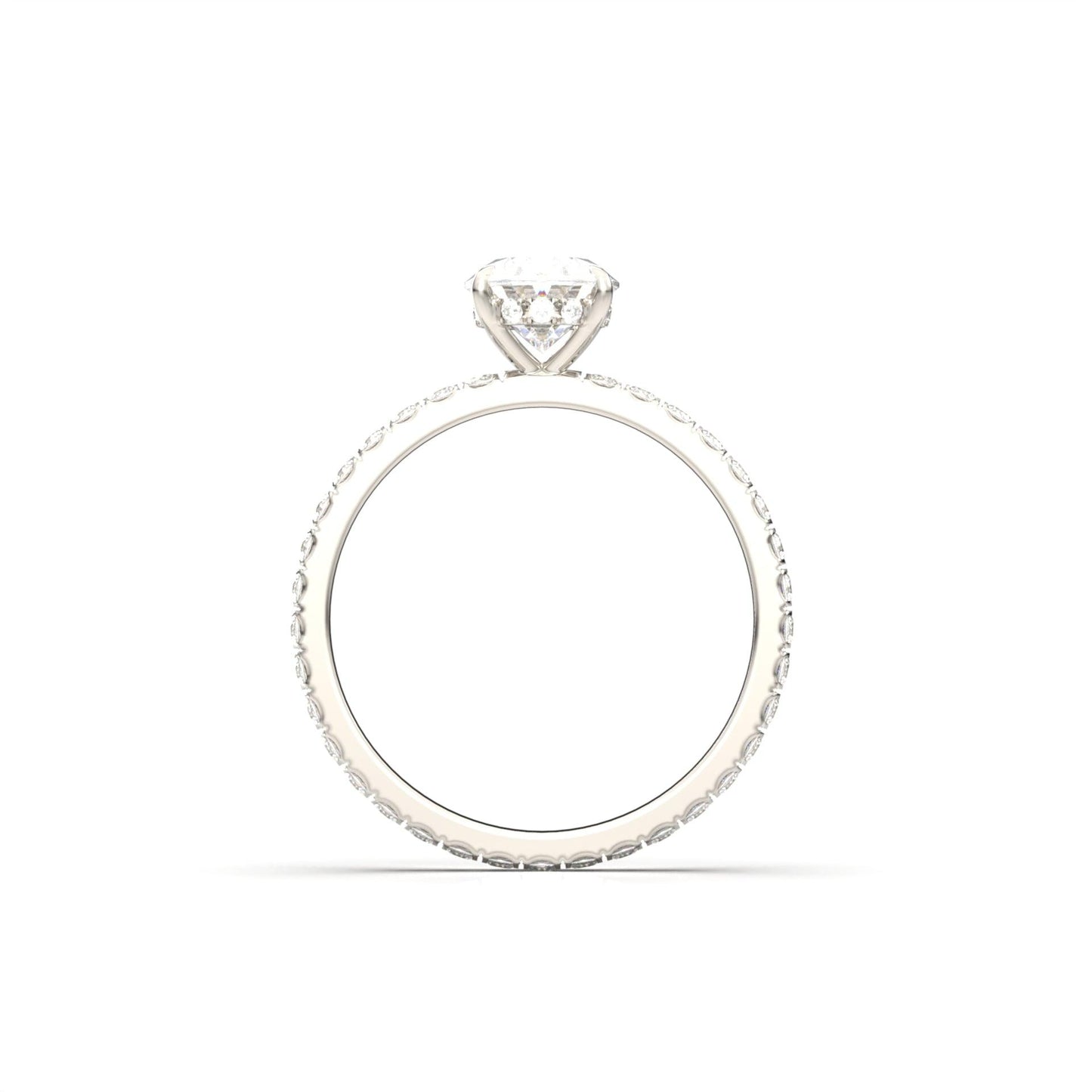 Oval 4 Claw Full Pavè With Hidden Halo Moissanite Engagement Ring - moissaniteengagementrings
