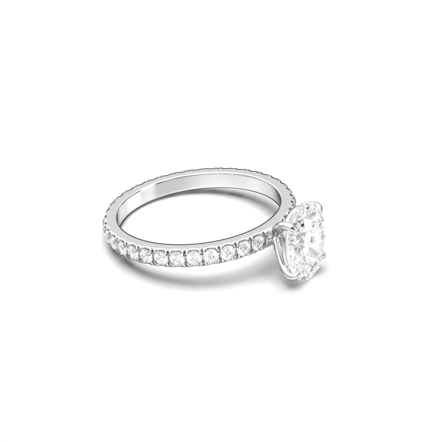 Oval 4 Claw With Full Pavé Moissanite Engagement Ring - moissaniteengagementrings