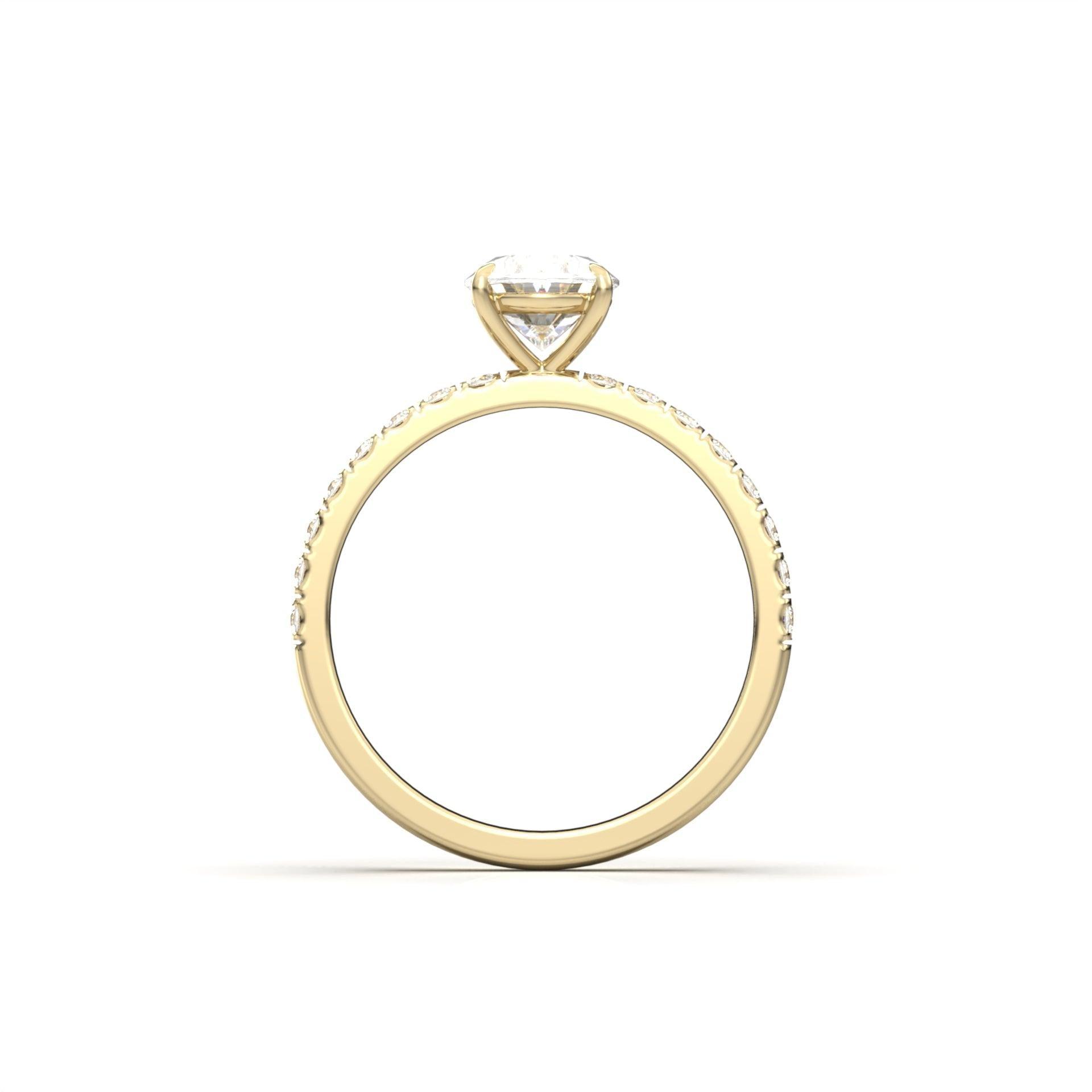 Oval 4 Claw With Half Pavé Moissanite Engagement Ring - moissaniteengagementrings