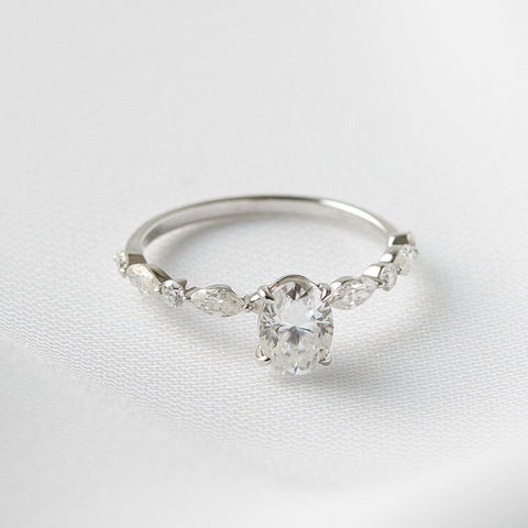 Oval Accent Stones Diamond Engagement Ring