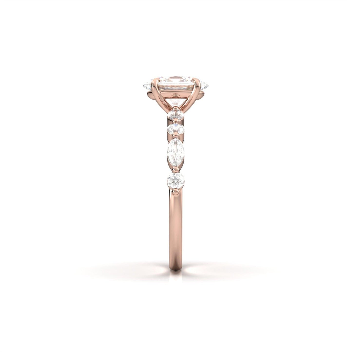 Oval Accent Stones Diamond Engagement Ring - Moissanite Engagement Rings
