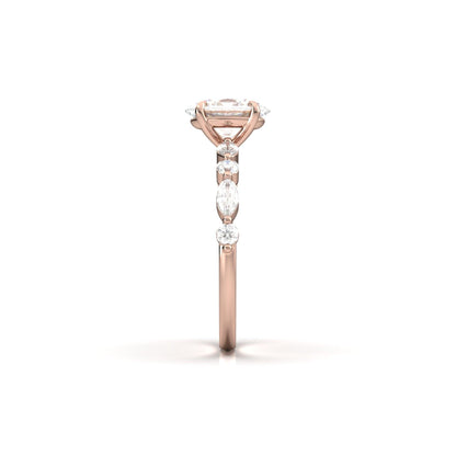 Oval Accent Stones Diamond Engagement Ring - Moissanite Engagement Rings