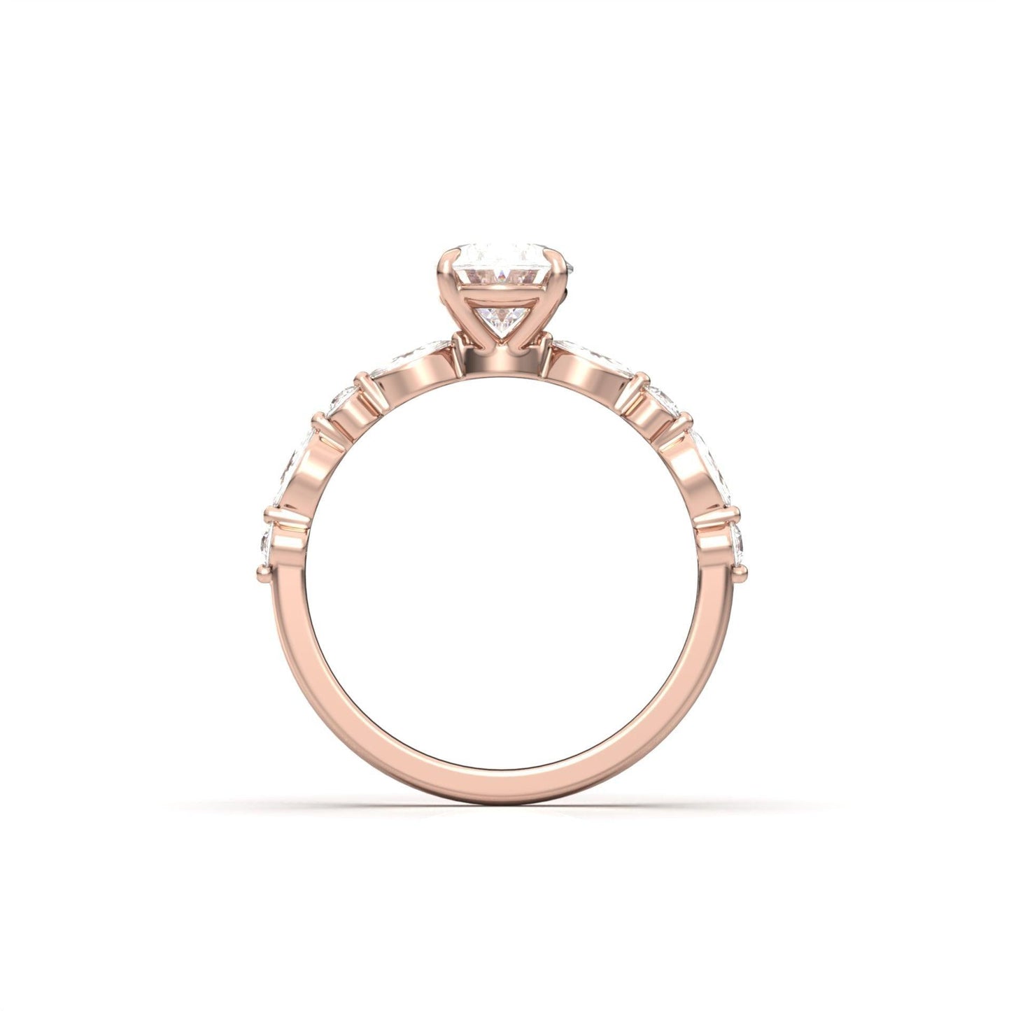 Oval Accent Stones Diamond Engagement Ring - Moissanite Engagement Rings
