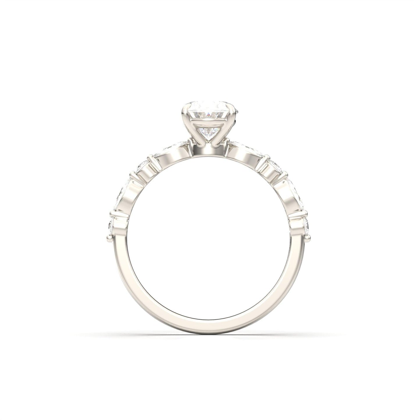 Oval Accent Stones Diamond Engagement Ring - Moissanite Engagement Rings