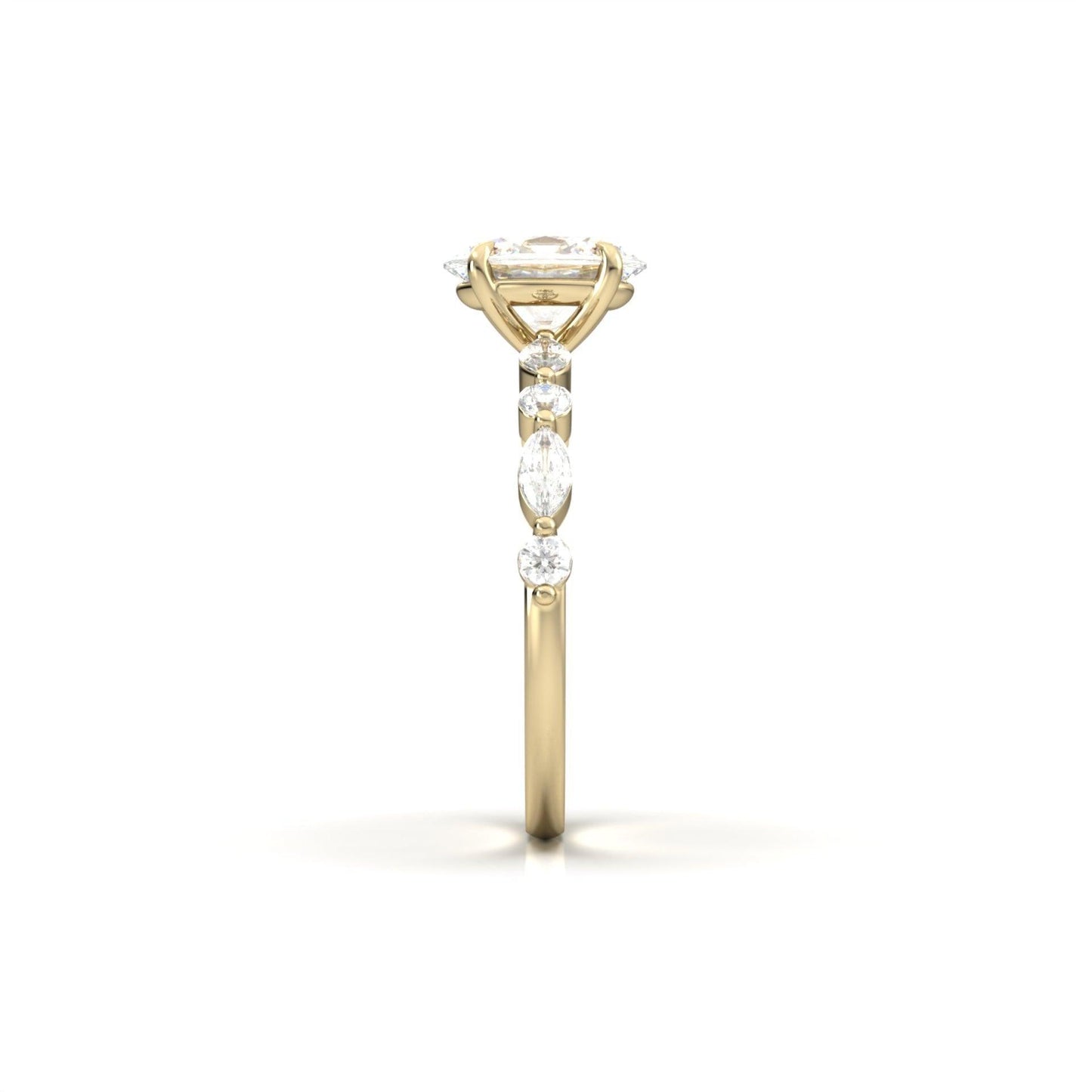 Oval Accent Stones Diamond Engagement Ring - Moissanite Engagement Rings