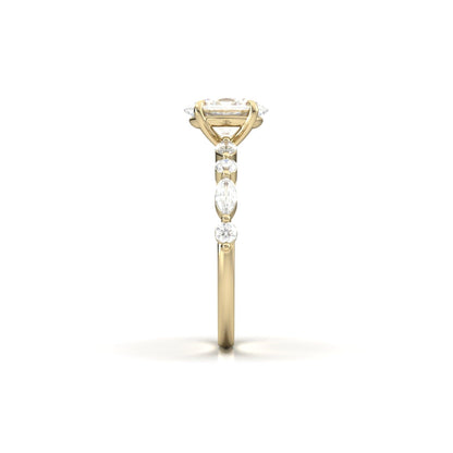 Oval Accent Stones Diamond Engagement Ring - Moissanite Engagement Rings