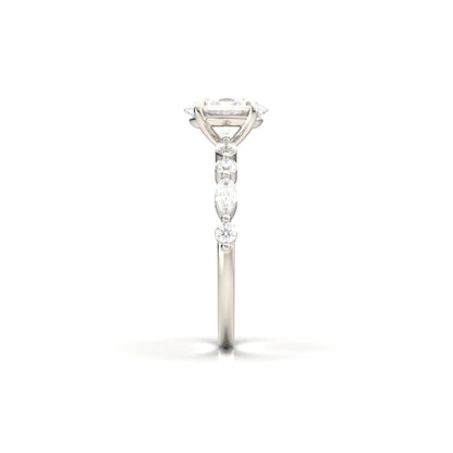 Oval Accent Stones Diamond Engagement Ring - Moissanite Engagement Rings