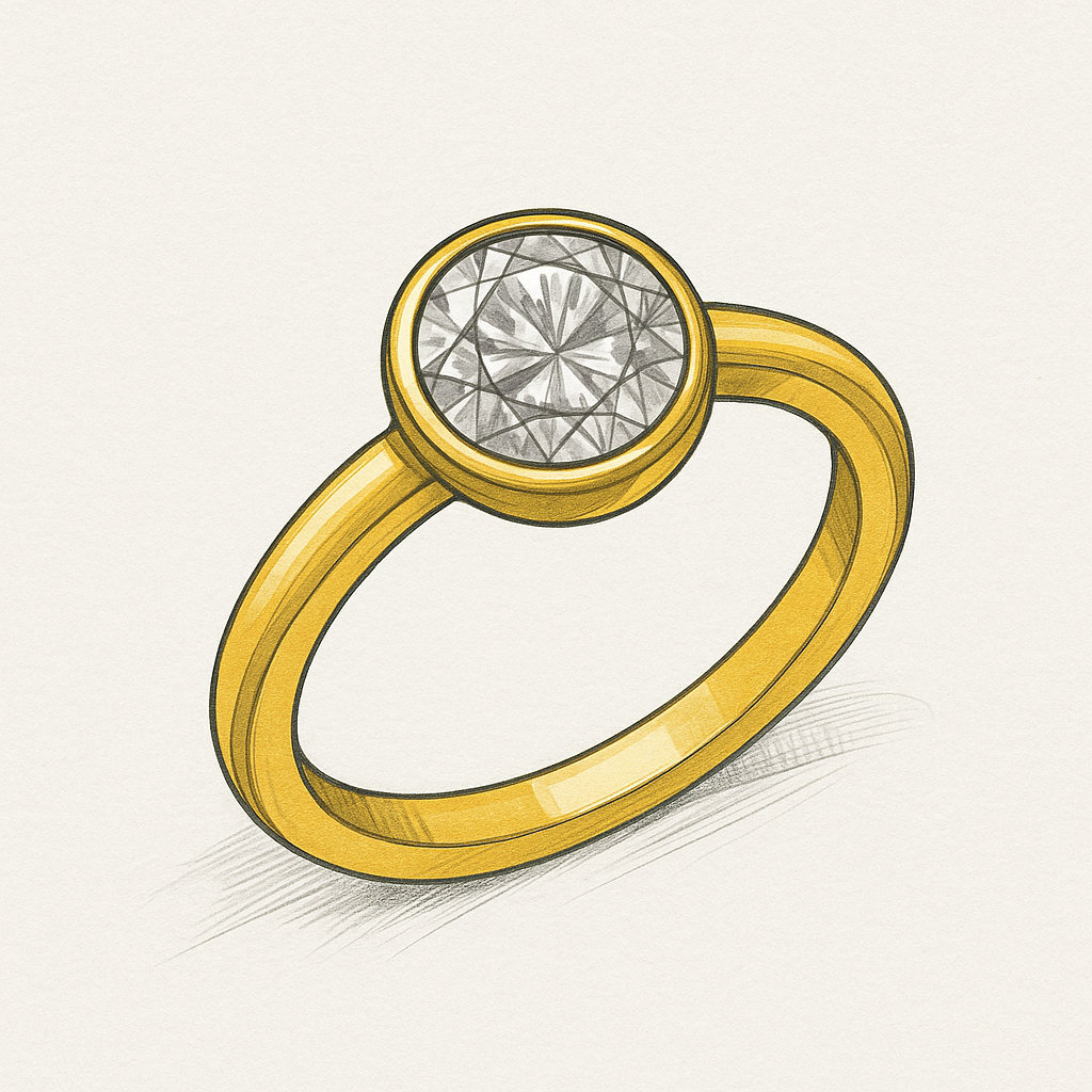 Oval Bezel Diamond Engagement Ring