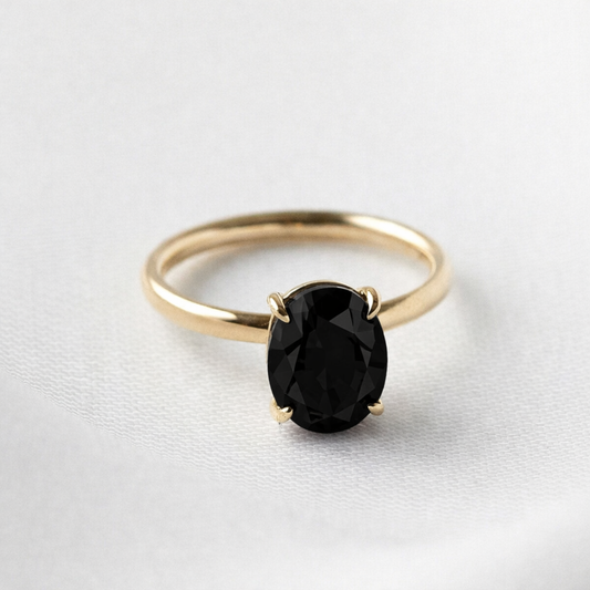 Oval Solitaire Black Diamond Engagement Ring