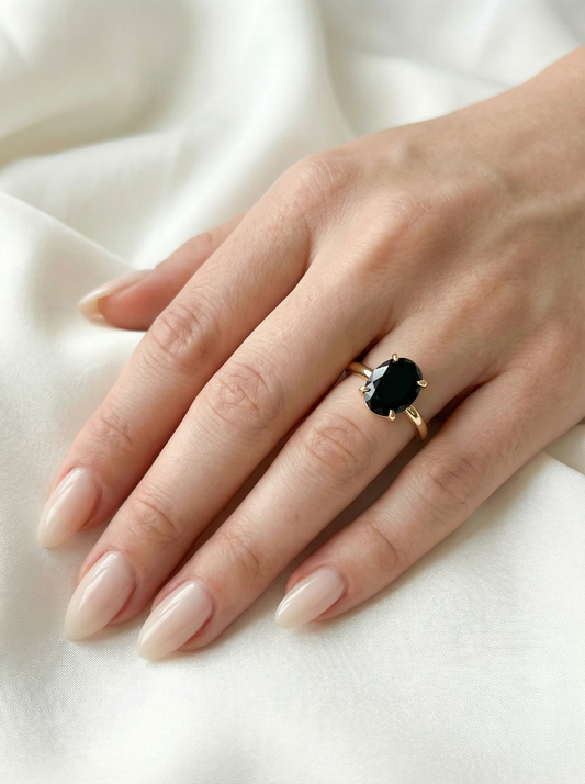 Oval Solitaire Black Diamond Engagement Ring