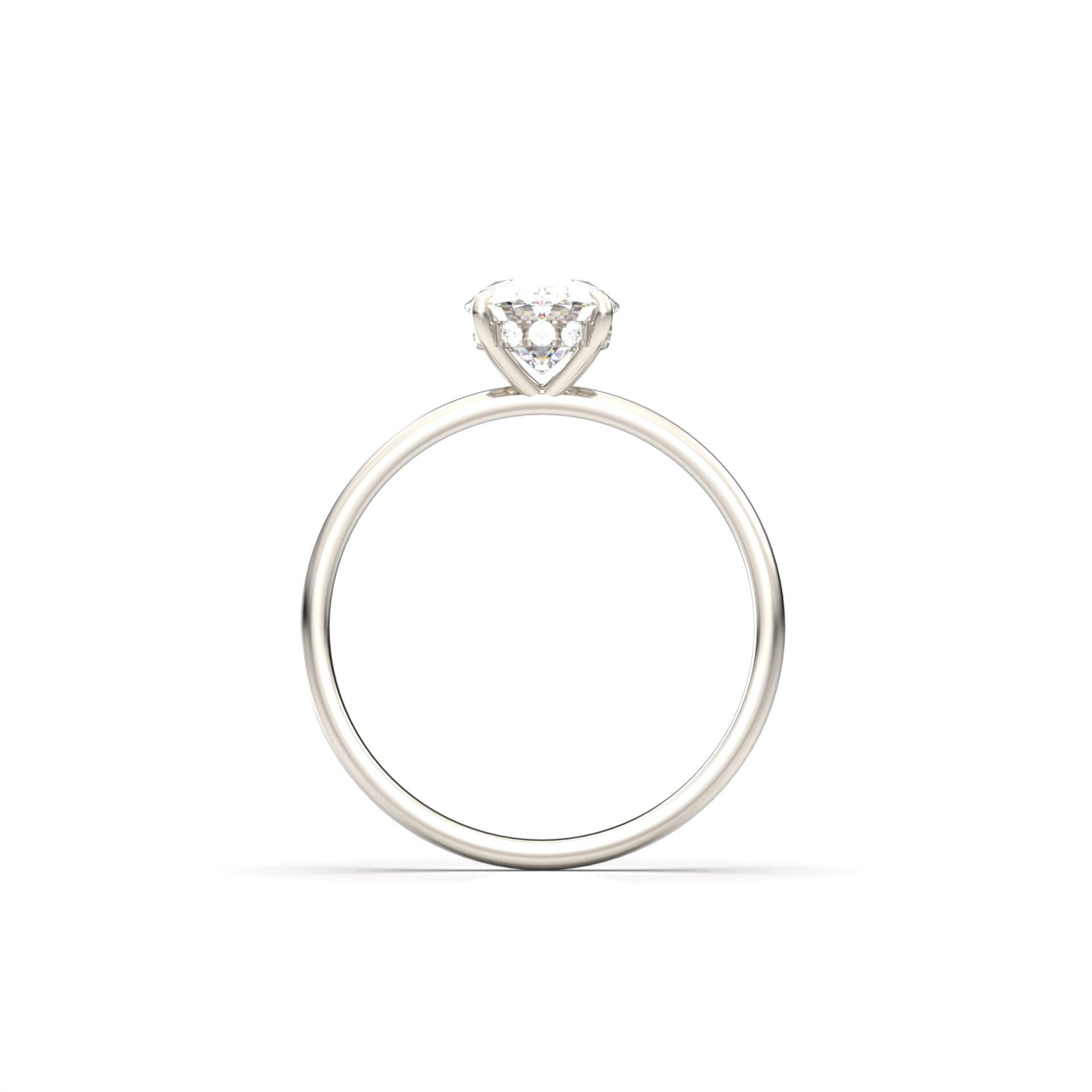 Oval Cut Solitaire 4 Claw With Hidden Halo Moissanite Engagement Ring - moissaniteengagementrings