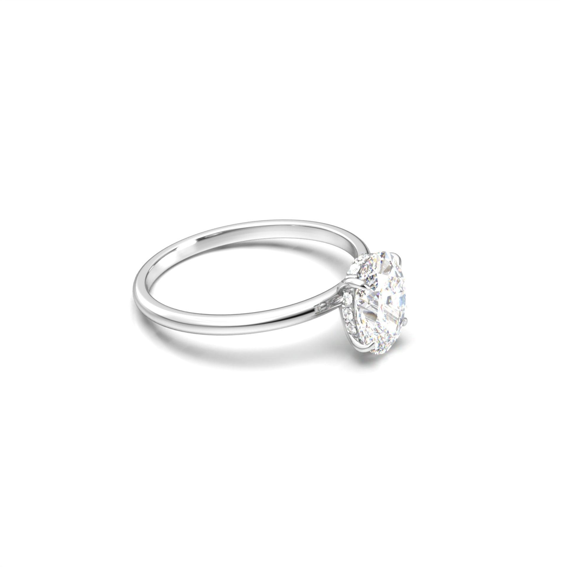 Oval Cut Solitaire 4 Claw With Hidden Halo Moissanite Engagement Ring - moissaniteengagementrings