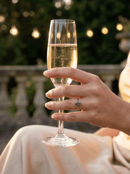 Oval Green Moissanite Engagement Ring - Moissanite Engagement Rings