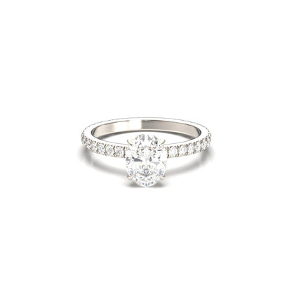 Oval Full Pavé Diamond Engagement Ring - Moissanite Engagement Rings