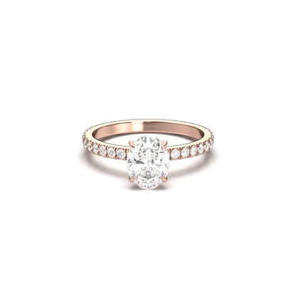 Oval Full Pavé Diamond Engagement Ring - Moissanite Engagement Rings