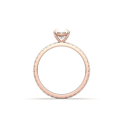 Oval Full Pavé Diamond Engagement Ring - Moissanite Engagement Rings