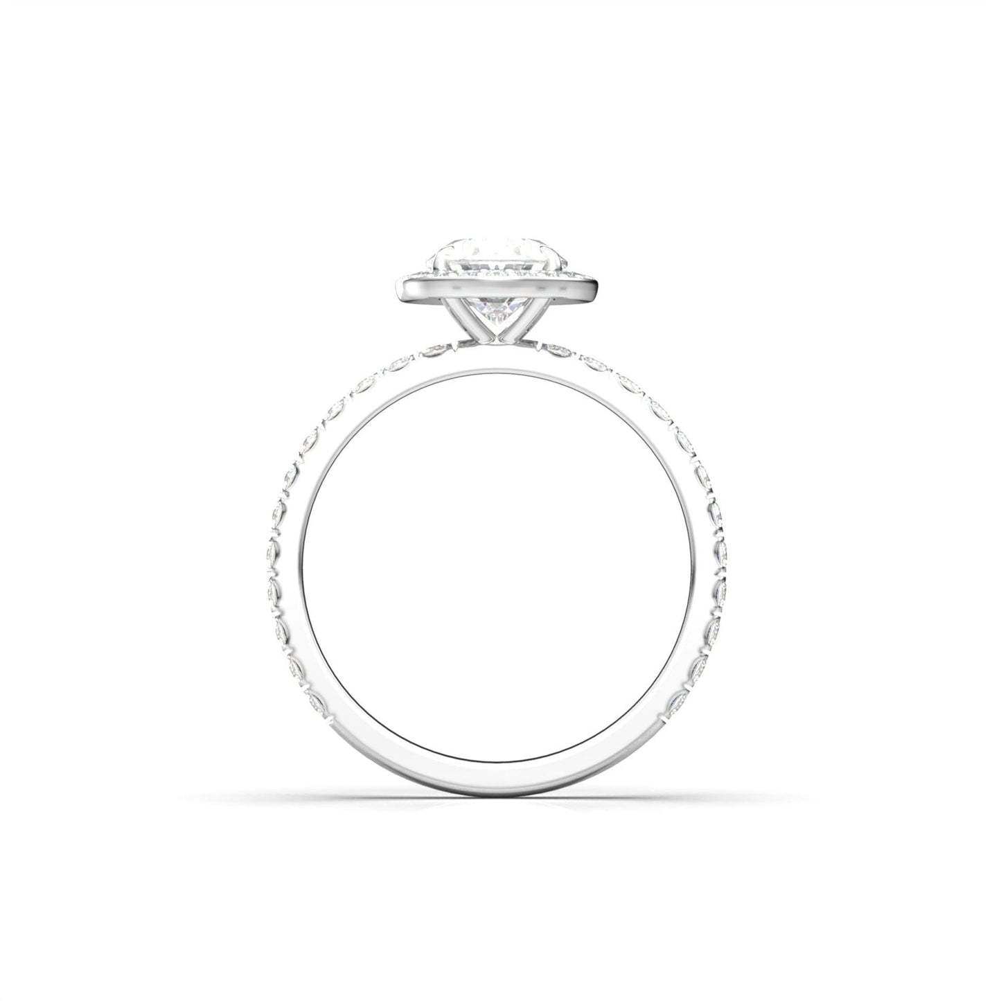 Oval Full Pavé Halo Moissanite Engagement Ring - Moissanite Engagement Rings