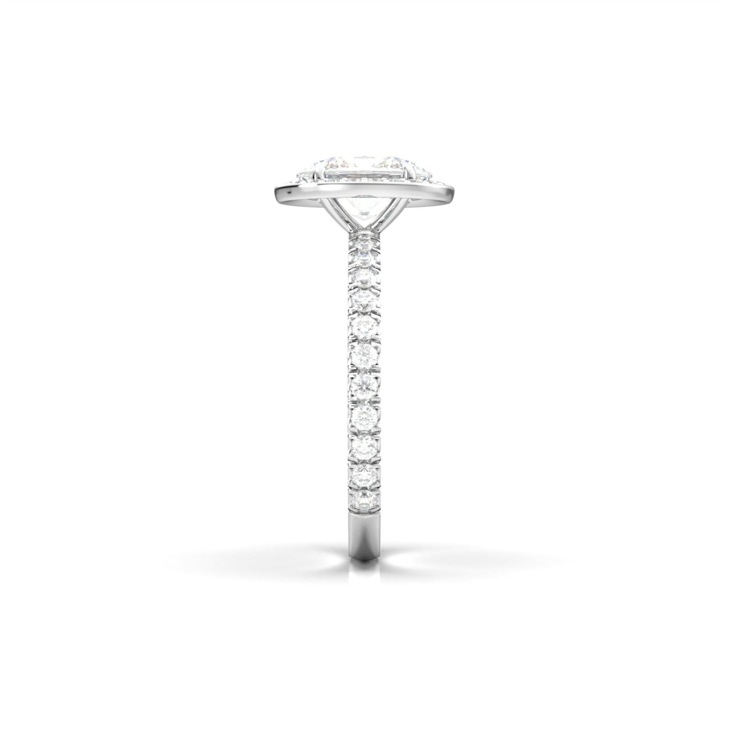 Oval Full Pavé Halo Moissanite Engagement Ring - Moissanite Engagement Rings