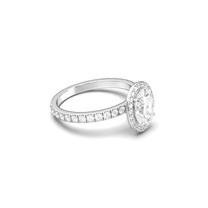 Oval Halo Full Pavé Moissanite Engagement Ring - Moissanite Engagement Rings