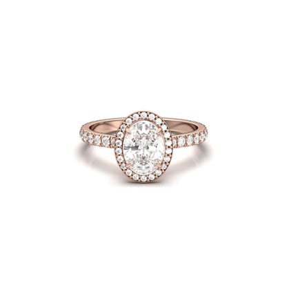 Oval Halo Full Pavé Moissanite Engagement Ring - Moissanite Engagement Rings