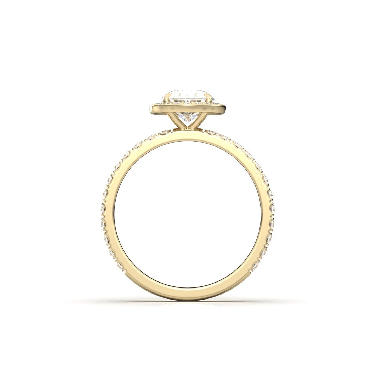 Oval Full Pavé Halo Moissanite Engagement Ring - Moissanite Engagement Rings