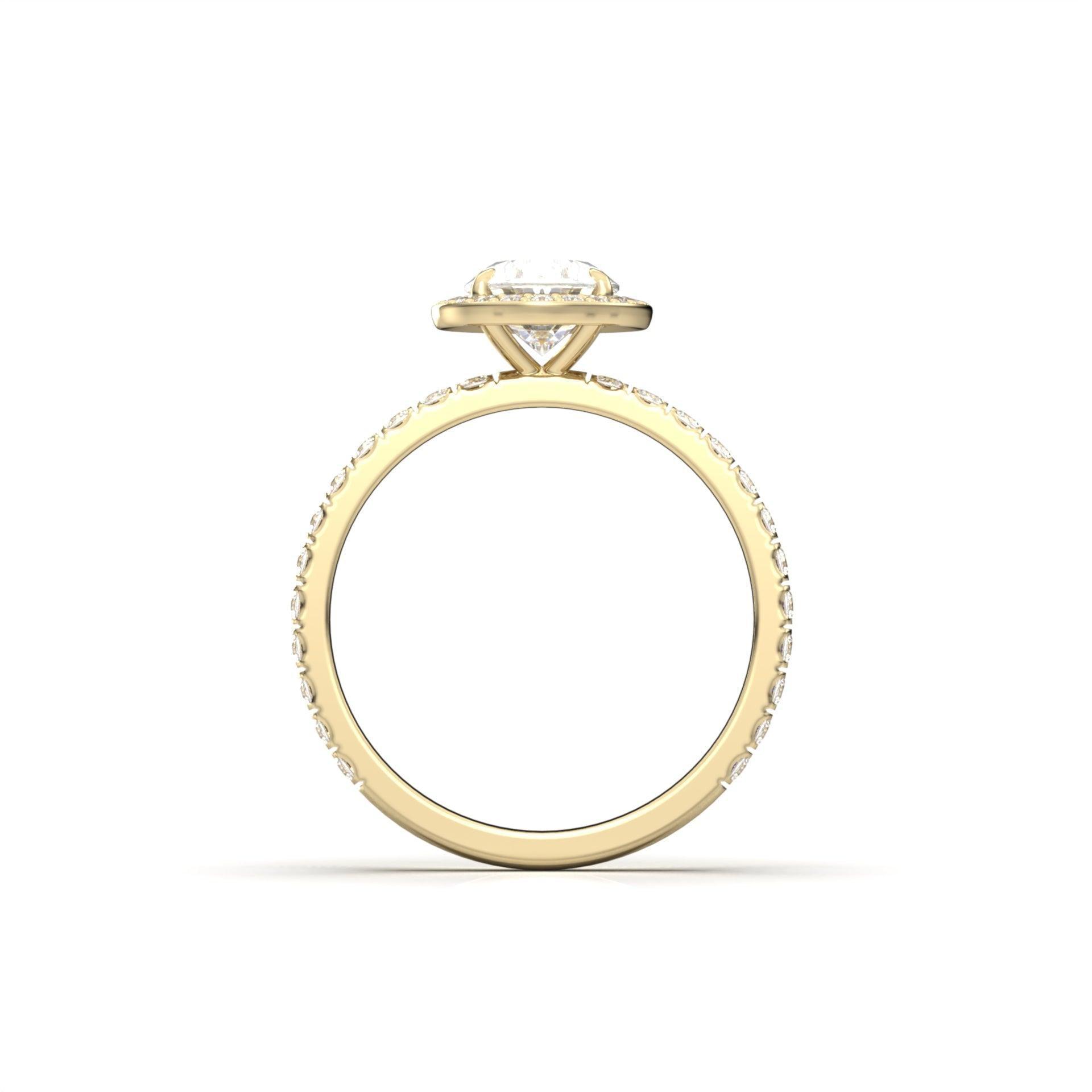 Oval Full Pavé Halo Moissanite Engagement Ring - Moissanite Engagement Rings