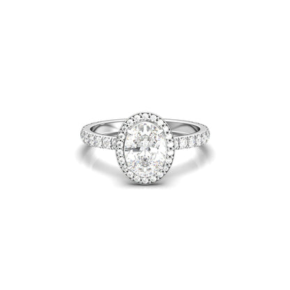 Oval Halo Full Pavé Moissanite Engagement Ring - Moissanite Engagement Rings