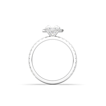 Oval Halo Full Pavé Moissanite Engagement Ring - Moissanite Engagement Rings
