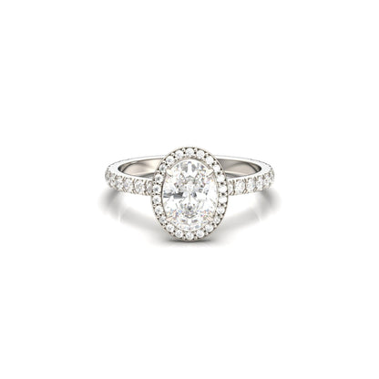 Oval Halo Full Pavé Moissanite Engagement Ring - Moissanite Engagement Rings