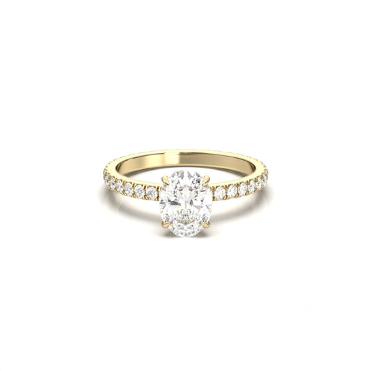 Oval Full Pavè Hidden Halo Diamond Engagement Ring