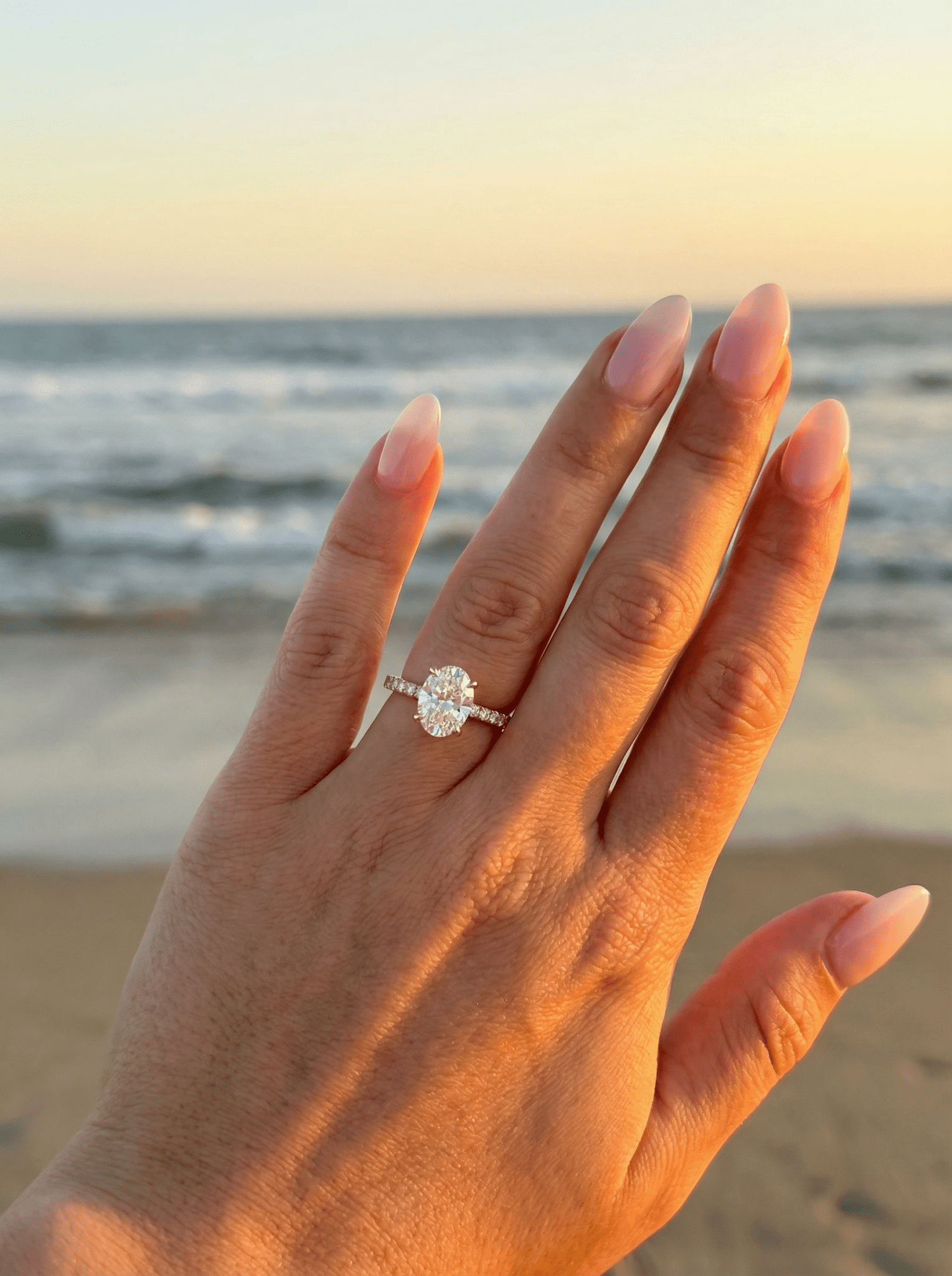 Oval Full Pavé Moissanite Engagement Ring - Moissanite Engagement Rings