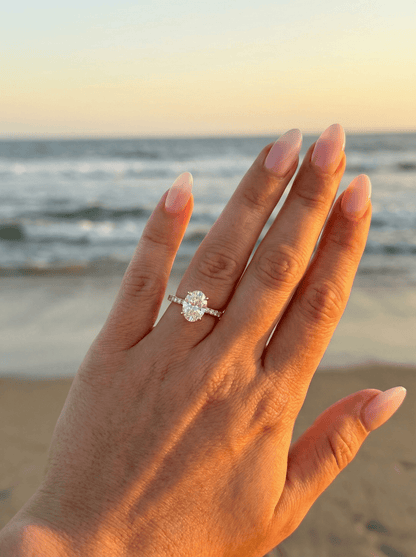 Oval Full Pavé Moissanite Engagement Ring - Moissanite Engagement Rings