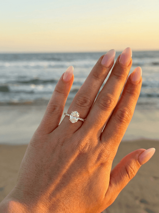 Oval Full Pavé Diamond Engagement Ring - Moissanite Engagement Rings