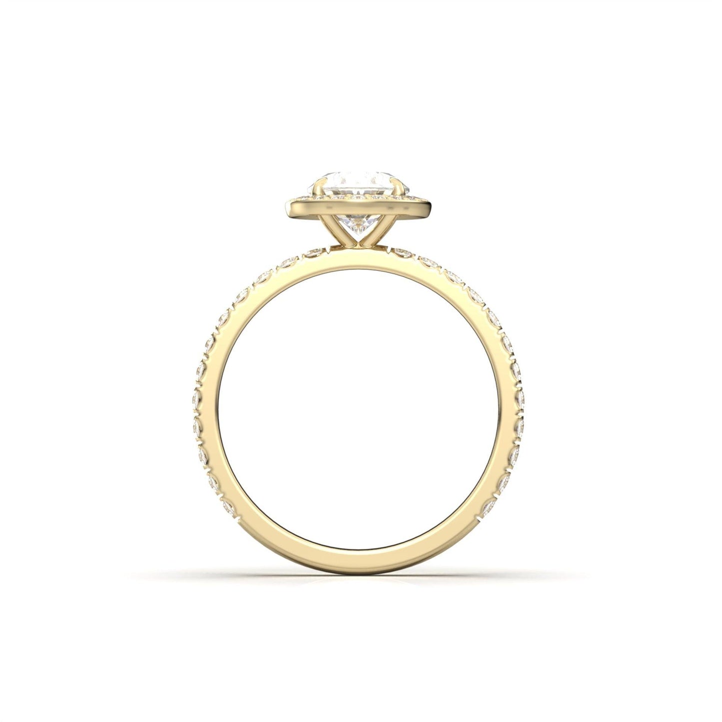 Oval Halo With Full Pavé 14K Yellow Gold Ready to Buy Moissanite Engagement Ring - moissaniteengagementrings