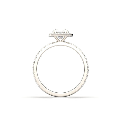 Oval Halo With Full Pavé 14K Yellow Gold Ready To Ship Moissanite Engagement Ring - Moissanite Engagement Rings