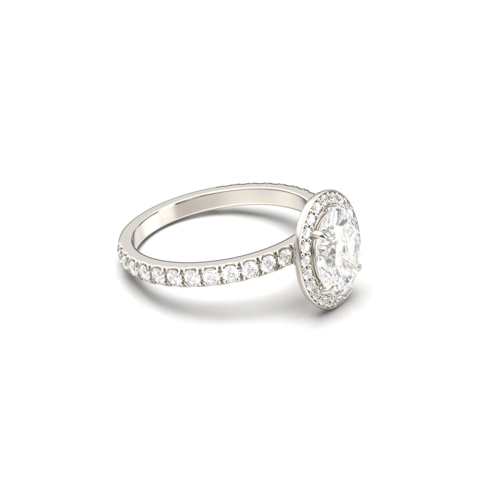 Oval Halo With Full Pavé Diamond Engagement Ring - Moissanite Engagement Rings