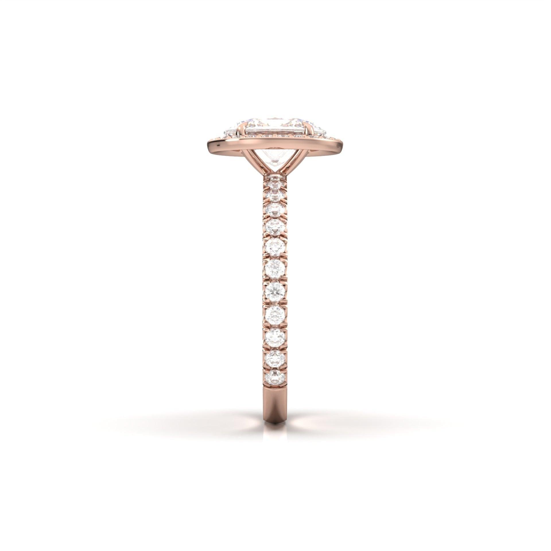 Oval Halo With Full Pavé Diamond Engagement Ring - Moissanite Engagement Rings