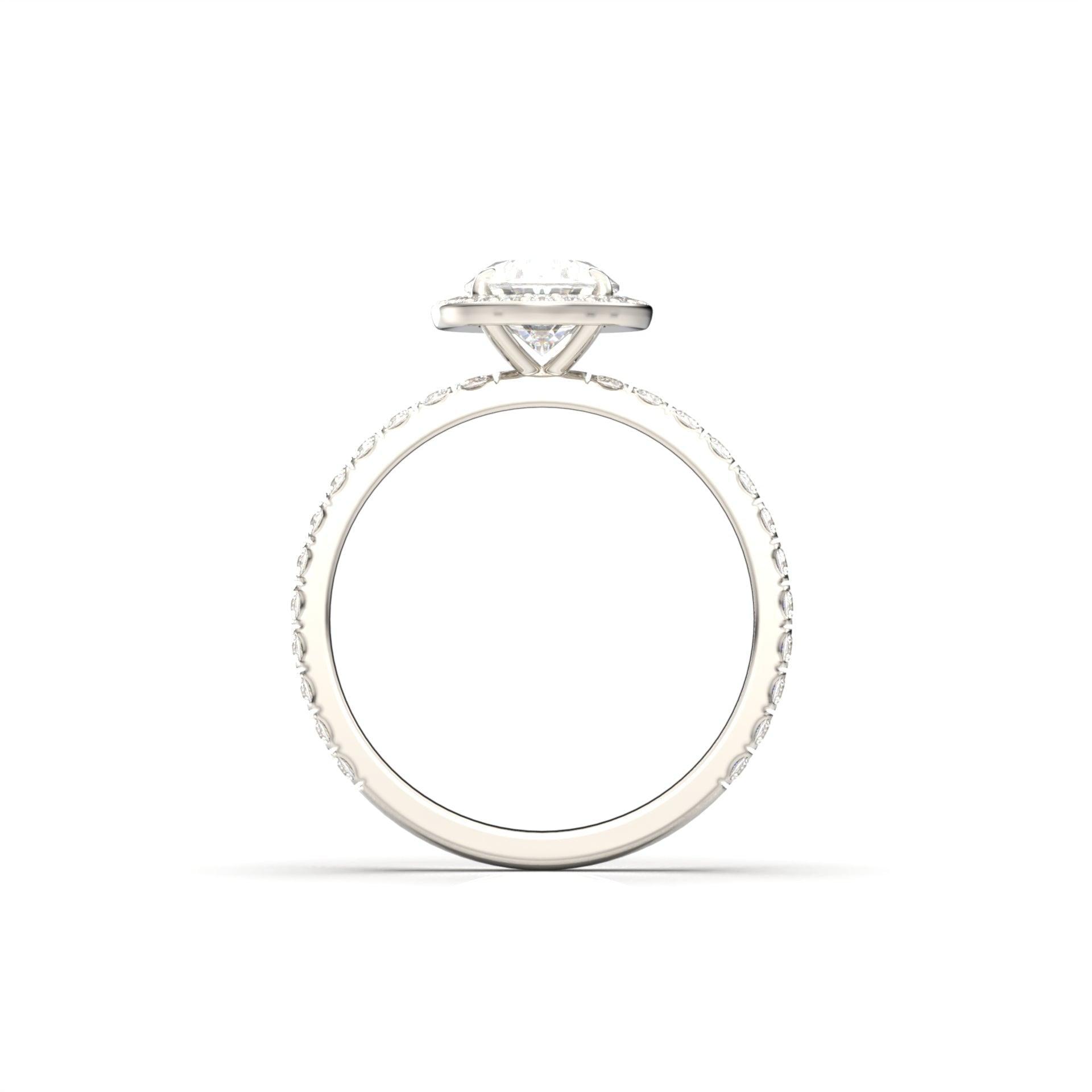 Oval Halo With Full Pavé Moissanite Engagement Ring - moissaniteengagementrings