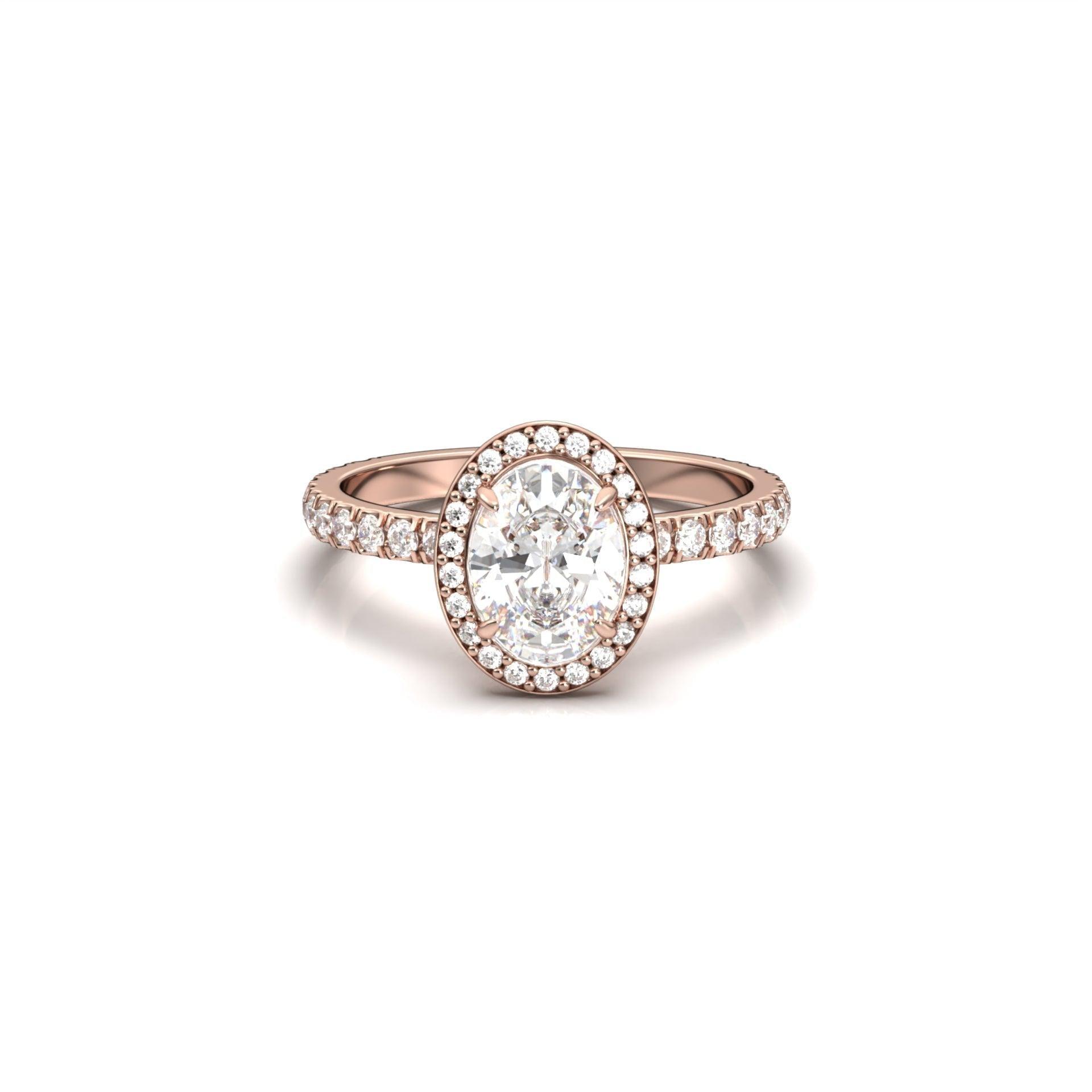 Oval Halo With Full Pavé - moissaniteengagementrings