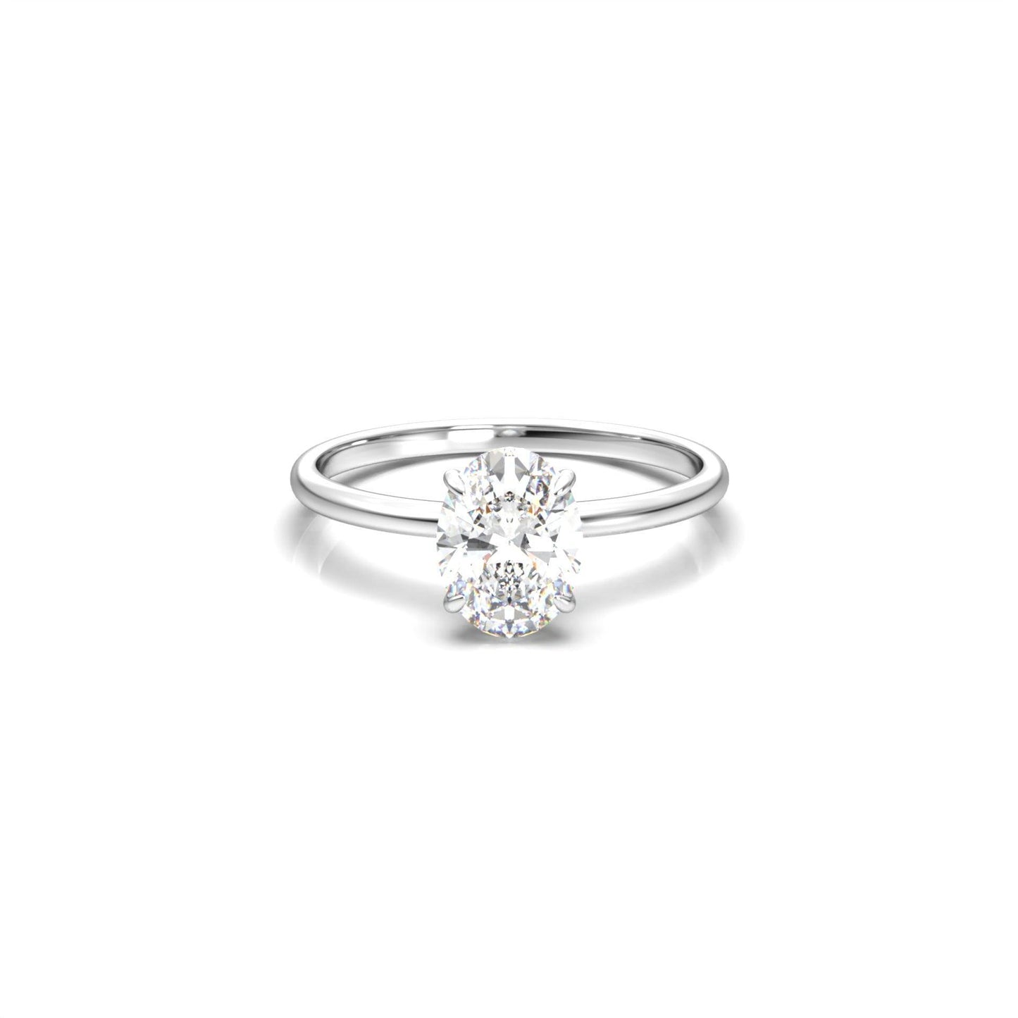 Oval Hidden Halo Diamond Engagement Ring - Moissanite Engagement Rings