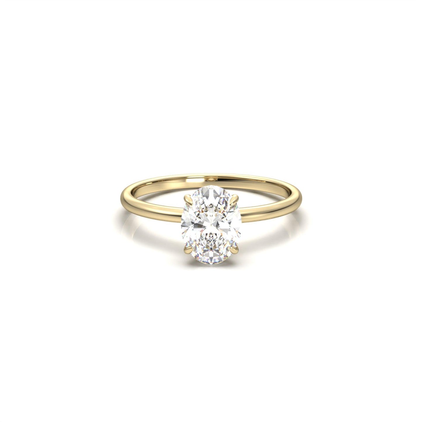 Oval Hidden Halo Diamond Engagement Ring - Moissanite Engagement Rings