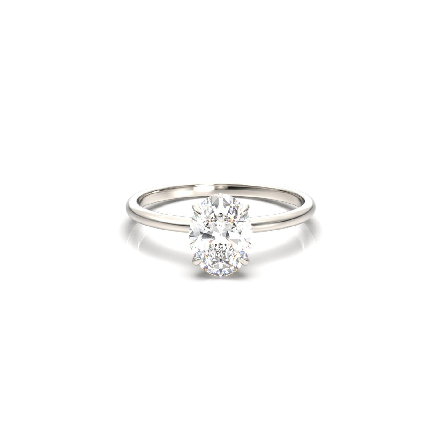 Oval Hidden Halo Diamond Engagement Ring - Moissanite Engagement Rings