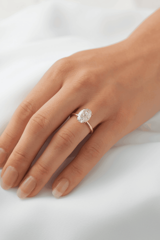 Oval Hidden Halo Diamond Engagement Ring