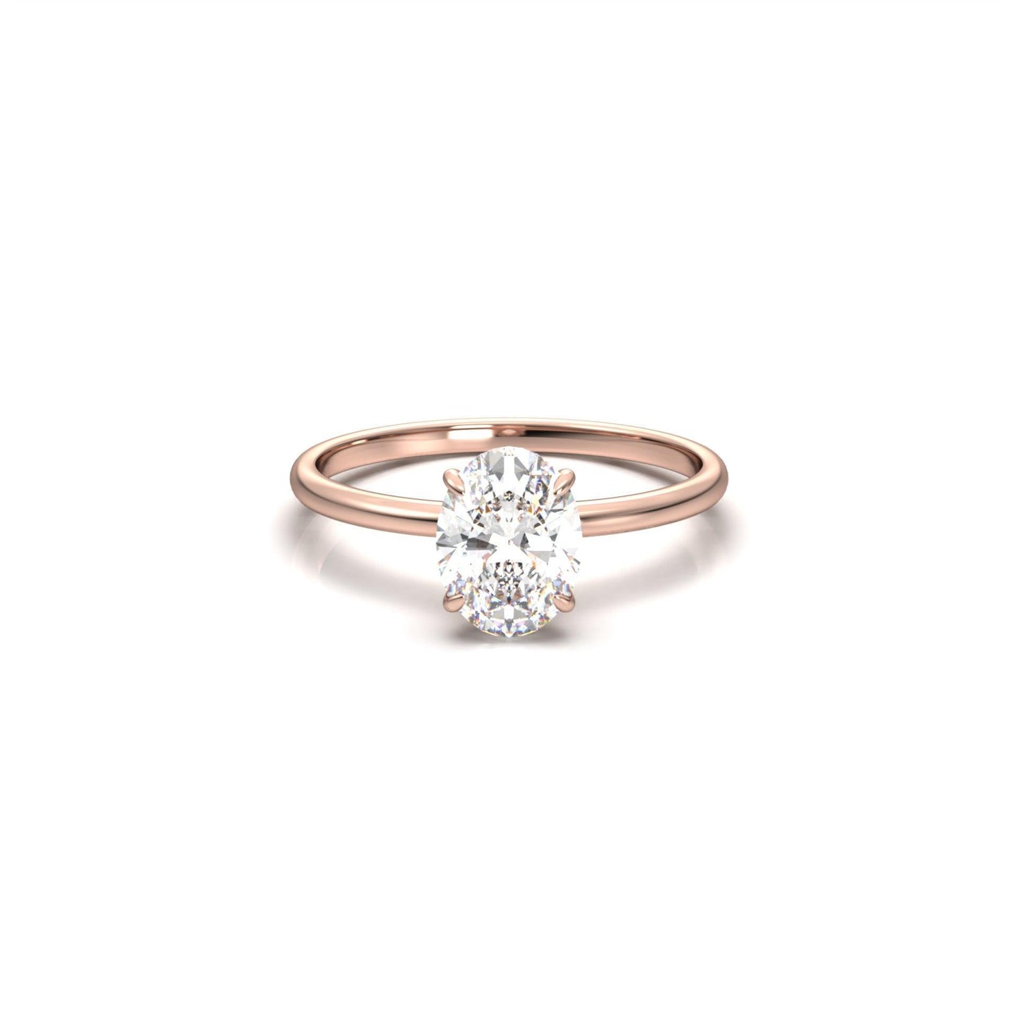 Oval Hidden Halo Diamond Engagement Ring - Moissanite Engagement Rings