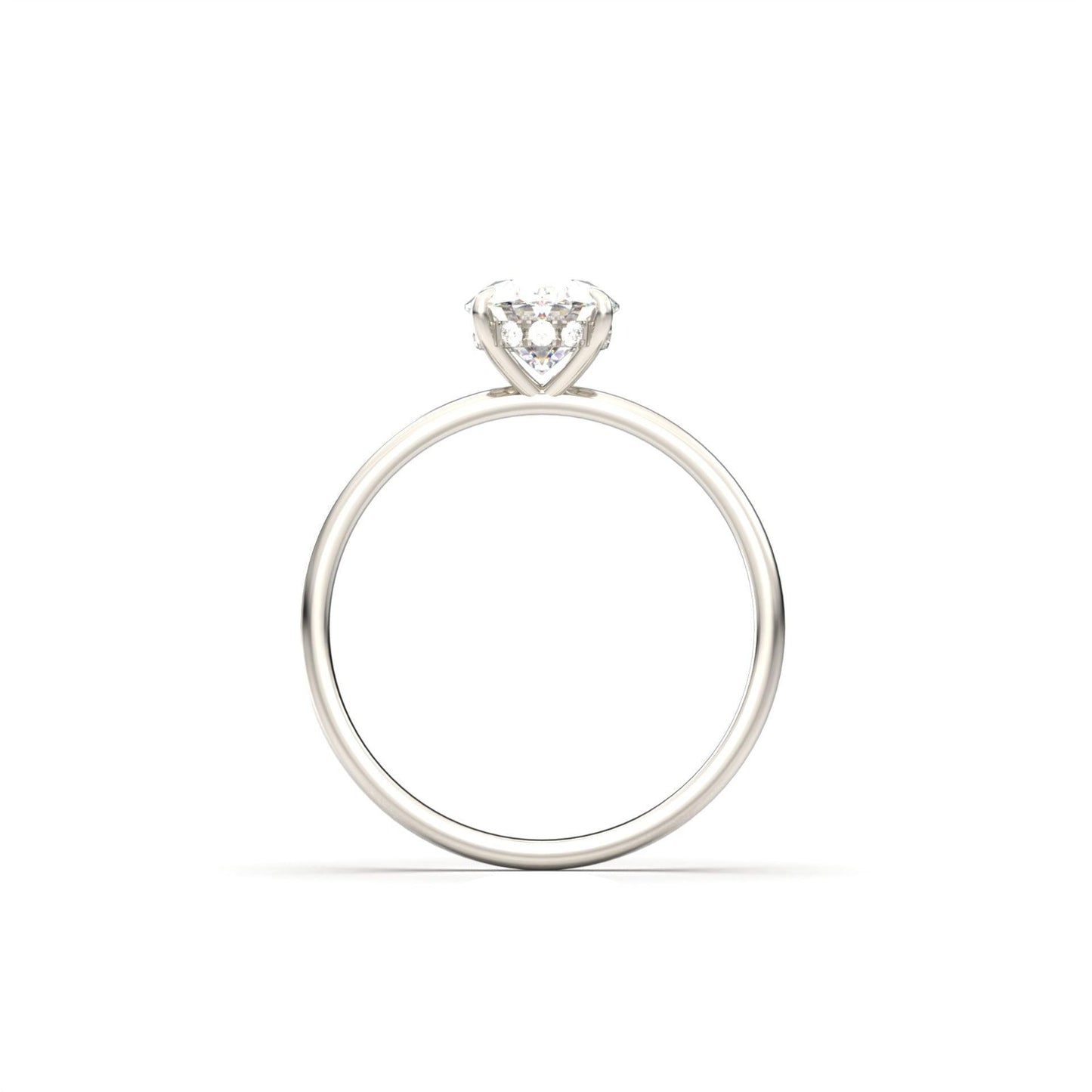Oval Hidden Halo Diamond Engagement Ring - Moissanite Engagement Rings